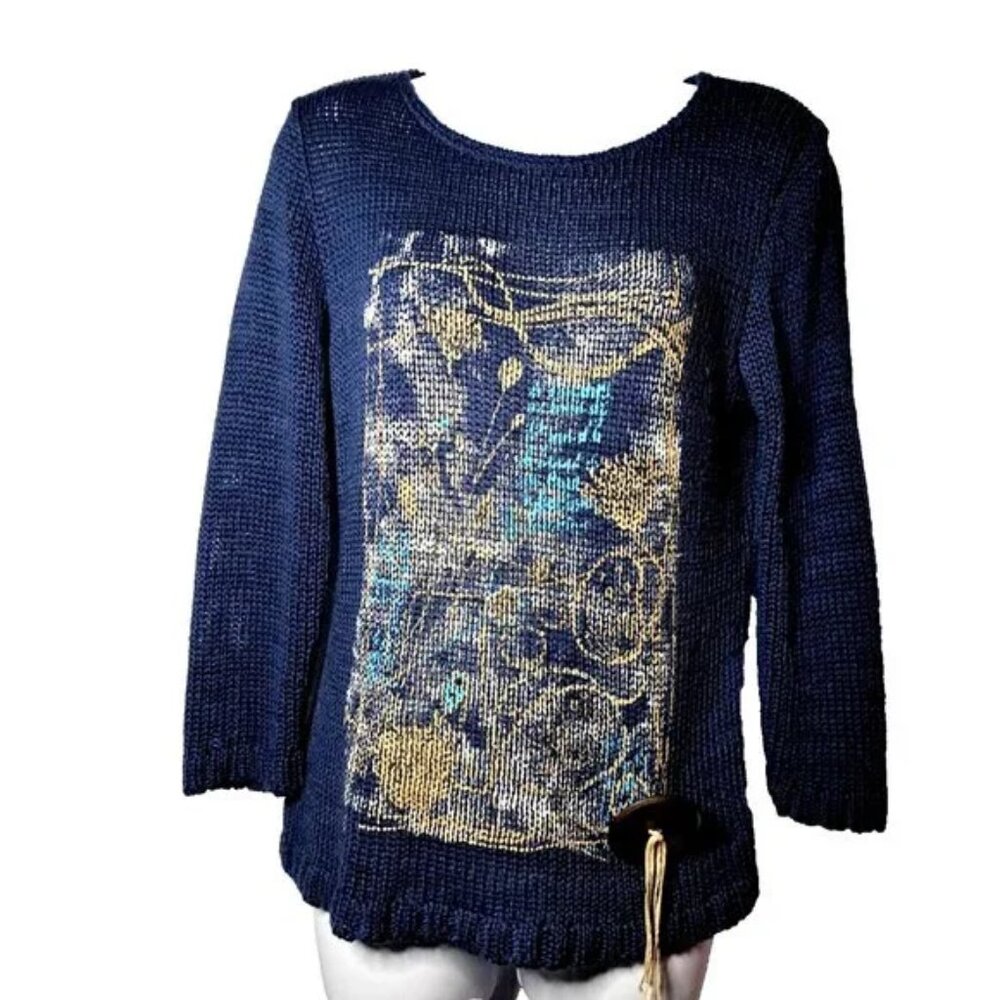 BELAMIE made in FRANCE sweater knit top Sz MED BEAUTIFUL ART 2 WEAR STUNNING :-)